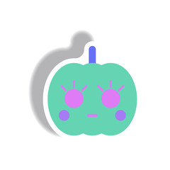 Vector illustration paper sticker Halloween icon pumpkin