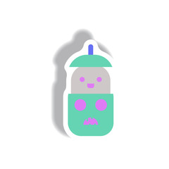 Vector illustration paper sticker Halloween icon pumpkin and ghost