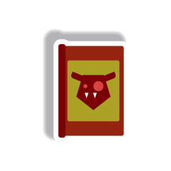 Vector illustration paper sticker Halloween icon scary story book