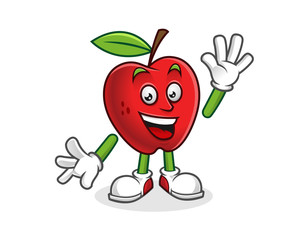 Greeting apple mascot. Vector of Apple character. Apple logo