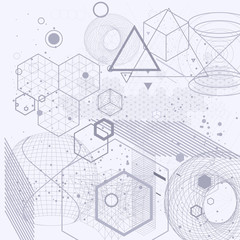 Sacred geometry symbols and elements background. Cosmic, universe, bing bang, alchemy, religion, philosophy, astrology, science, physics, chemistry and spirituality themes.