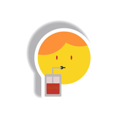 Vector illustration paper sticker Halloween icon Vampire Dracula drinking blood