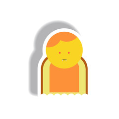 Vector illustration paper sticker Halloween icon Vampire Dracula