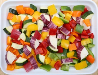 Colored vegetables.