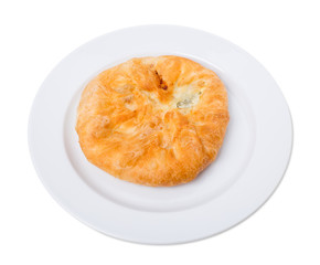 Salty puff pie with cottage cheese.