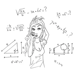 Foto auf Acrylglas Meisje snapt niets van wiskunde toets © emieldelange
