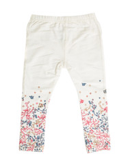 White denim jeans with floral pattern.