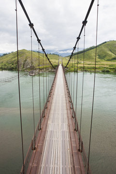 Katun river Bridge near Multa village. Altai republic