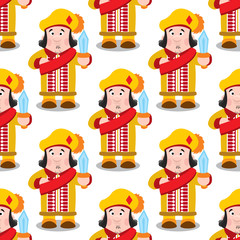 Seamless pattern with cartoon prince.