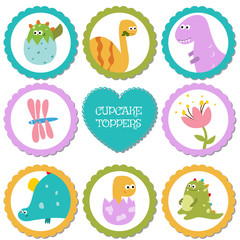 Set of tags with dinosaurs theme.