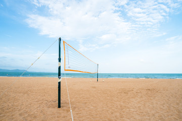 Fototapeta na wymiar volleyball net on beach