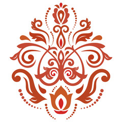 Oriental pattern with arabesques and floral elements. Traditional classic colored ornament