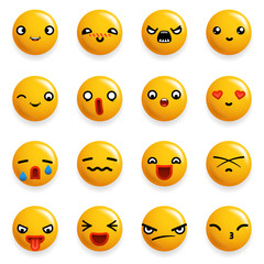 Smile Emoticon Icons Set Isolated 3d Realistic Design Vector Illustration