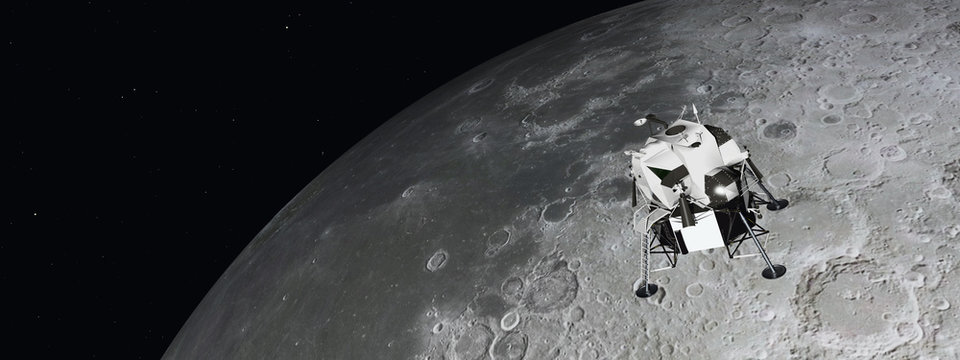 Mondlandefähre und Mond