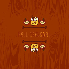 Vector handdrawn autumn element with text