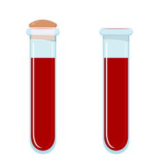 Vector illustration of a glass tube of blood. blood test. Cartoo
