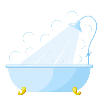 Vector illustration of a bath with shower. Cartoon bath with sho Stock  Vector | Adobe Stock