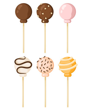 Set Lollipop sweet food vector illustration. Colorful lollipop i