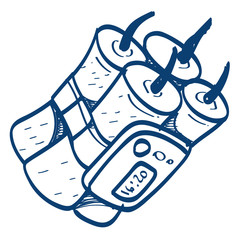 Fuse dynamite icon. Design elements in hand drawn style.