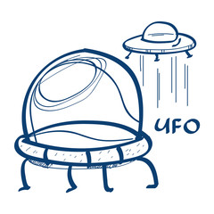 Ufo icon. Design elements in hand drawn style.