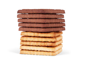 Stack of cookies isolated on white background
