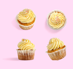 Strawberry cupcakes with butter cream