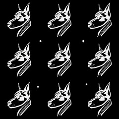 Pattern black and white, monochrome. Dog heads. Hipster style.