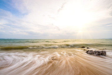Beautiful sunset at the golden beach