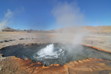 Geothermal phenomena of El Tatio area  on the desert Atacama
