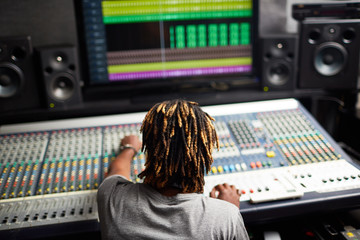 Working in recording studio