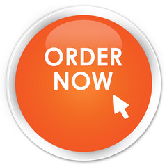 Order now orange glossy round button