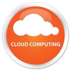 Cloud computing orange glossy round button