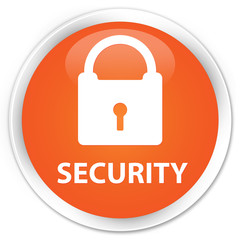 Security (padlock icon) orange glossy round button
