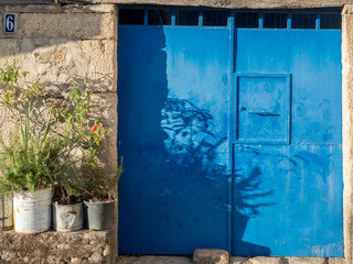Blue old metal doors
