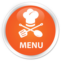 Menu (restaurant icon) orange glossy round button