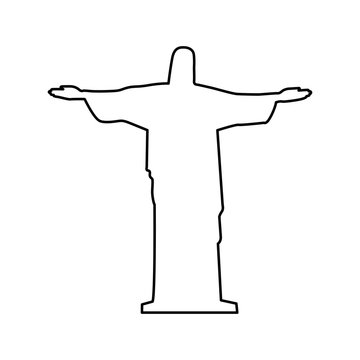 Christ The Redeemer Or Corcovado Sculpture Icon Image Vector Illustration Design 