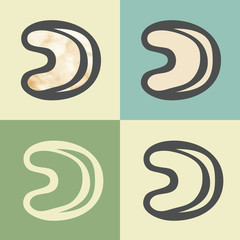 Vector outline cashew icon with watercolor fill.