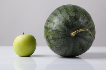 Size of water melon compare with  green apple