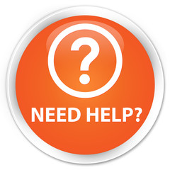 Need help (question icon) orange glossy round button