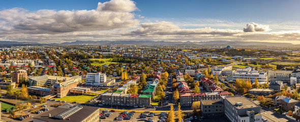 Panorama of Reykjavik in Iceland viewed from above - obrazy, fototapety, plakaty