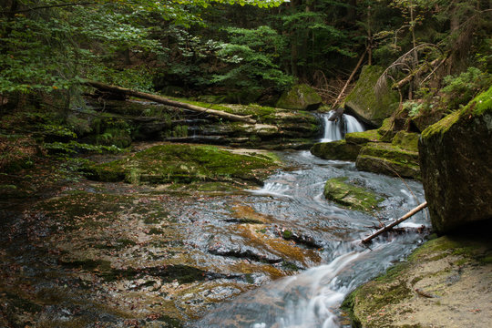 Waterfall on Jedlova creek in Jizera mountains