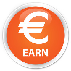 Earn (euro sign) orange glossy round button
