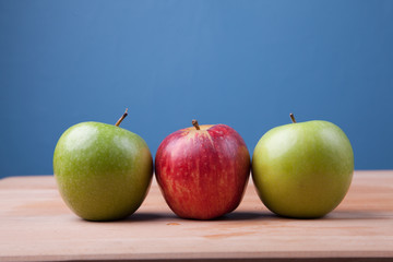 Apple on wooden table