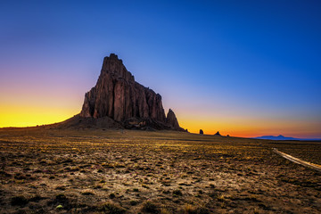 Sunset above Shiprock in New Mexico
