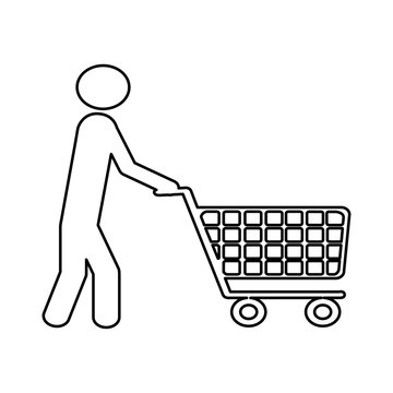 shopping cart and man pictogram icon image vector illustration design 