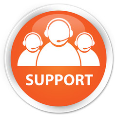 Support (customer care team icon) orange glossy round button