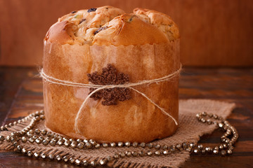 Panettone sweet bread loaf traditional for Christmas
