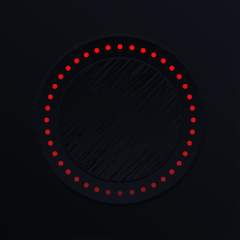 Circular frame with red glowing dots on dark background