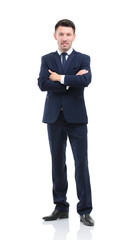 Handsome businessman standing  isolated on white background