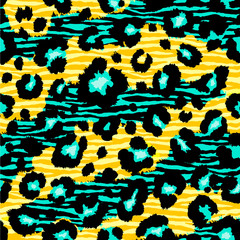 Seamless leopard and zebra pattern. Vector.